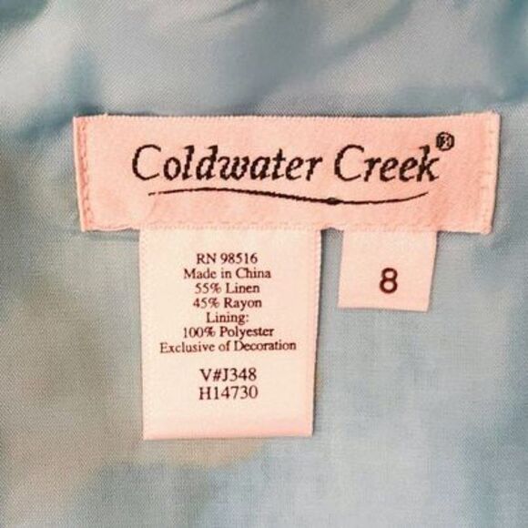 Coldwater Creek Aqua Beaded Linen Sleeveless Dress Sz 8 - Picture 7 of 7